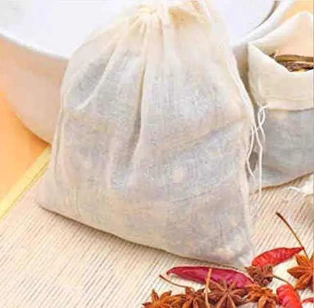 Alt view image 5 of 5 - HLLMX 20 PCSReusable Tea Bag Spice Bags Muslin Bags Unbleached for Herbs Tea Coffee Cooking Brewing Straining Cheesecloth Bone Broth Brew Bags Soup Gravy Broth Stew Bags