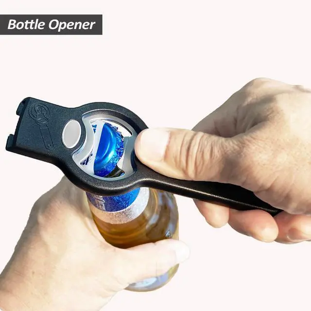 Alt view image 4 of 7 - 2-in-1 Magnetic Soda Can & Beer Bottle Opener-Dual Magnets for Fridge & Cap Catcher, Heavy Duty Stainless Steel, Perfect for Big Hands,Long nails, RV, Bartender, Gift for Father, Black, Openpro 1 Pack