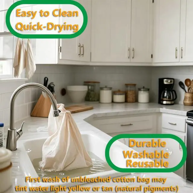 Alt view image 4 of 7 - Nut Milk Bag,Cheese Cloths Bag for Straining,Unbleached Cotton Reusable Ultra-dense Cheesecloth Strainer Bag for Juicing Almond Oat Soy Milk Yogurt Butter Wine Cooking Jelly Turkey(3 pc,12"x 12")