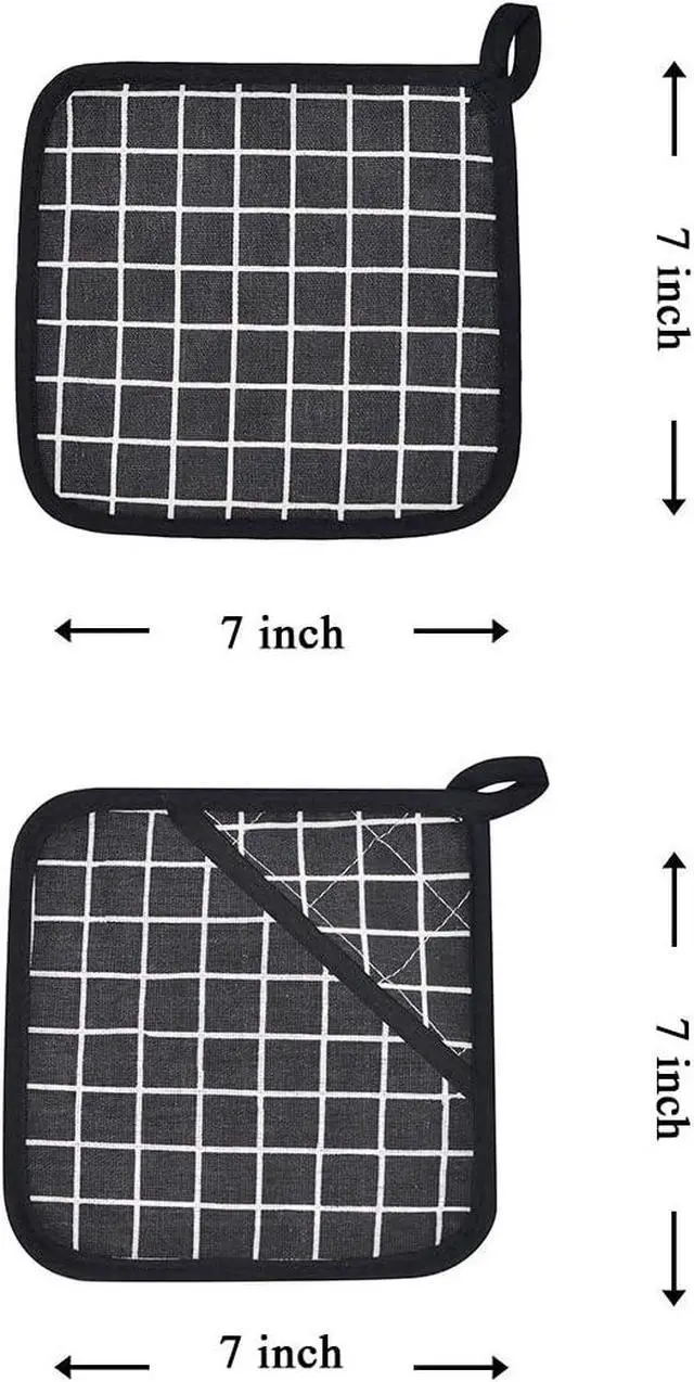 Alt view image 6 of 7 - Oven Mitts and Potholders BBQ Gloves-Oven Mitts and Pot Holders with Recycled Infill Silicone Non-Slip Cooking Gloves for Cooking Baking Grilling (4-Piece Set,Black)