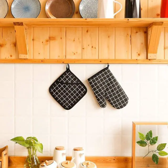 Alt view image 7 of 7 - Oven Mitts and Potholders BBQ Gloves-Oven Mitts and Pot Holders with Recycled Infill Silicone Non-Slip Cooking Gloves for Cooking Baking Grilling (4-Piece Set,Black)