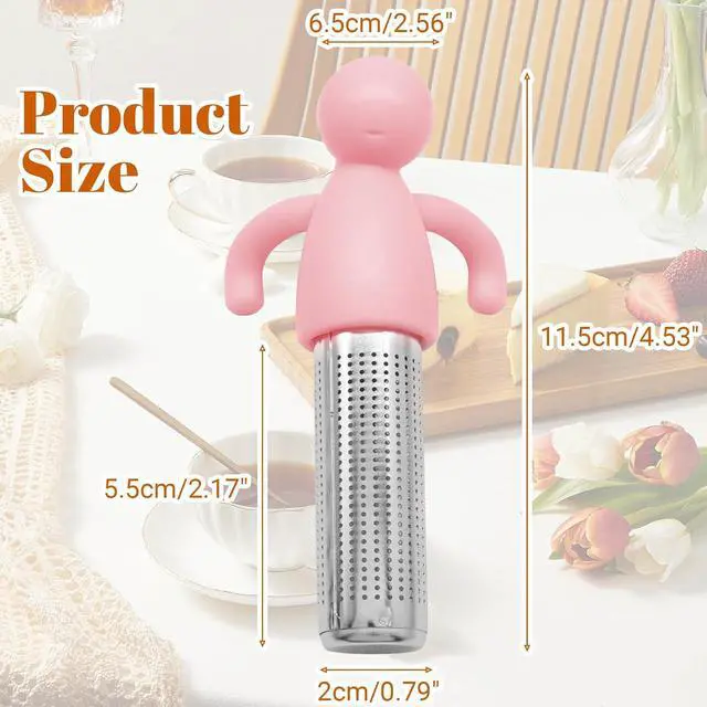 Alt view image 2 of 7 - Removable Tea Infuser, Stainless Steel, Pink | For Loose Tea, Extra Fine Mesh, Steeper Filter