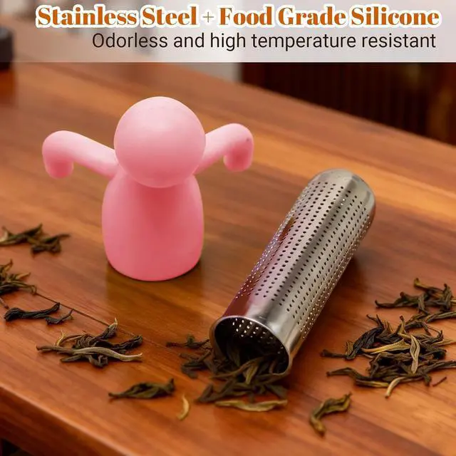 Alt view image 4 of 7 - Removable Tea Infuser, Stainless Steel, Pink | For Loose Tea, Extra Fine Mesh, Steeper Filter