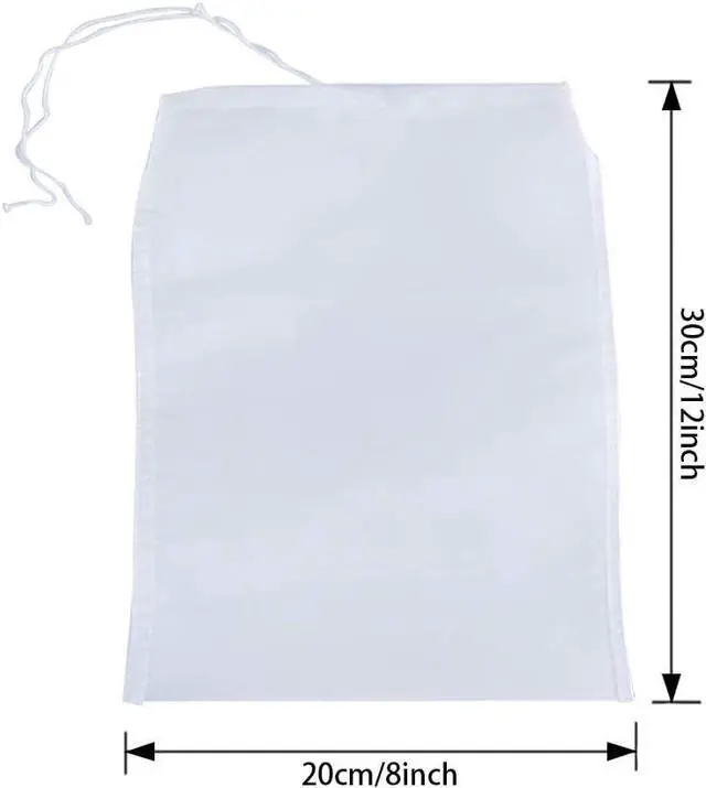 Alt view image 2 of 7 - 3Pcs Reusable Filter Bags Mesh Nylon Bags for Nut Milk, Coffee, Juice 74 Micron 8" x 12"