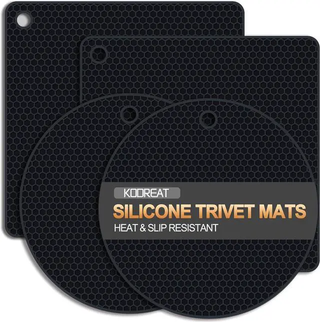 Main image of 4 Pack Silicone Trivets for Hot Dishes | Heat-Resistant Non-Slip Hot Pads for Kitchen Countertops and Tables, Food-Grade Thick Silicone Mats (7.1x7.1in)