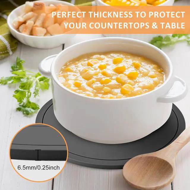 Alt view image 5 of 7 - Silicone Trivet Mats 3 Pack Heat Resistant Pot Holders, Multipurpose Non-Slip Hot Pads for Kitchen Potholders, Hot Dishers, Jar Opener, Spoon Holder (Gray)