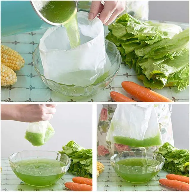Alt view image 6 of 7 - 3Pcs Reusable Filter Bags Mesh Nylon Bags for Nut Milk, Coffee, Juice 74 Micron 8" x 12"