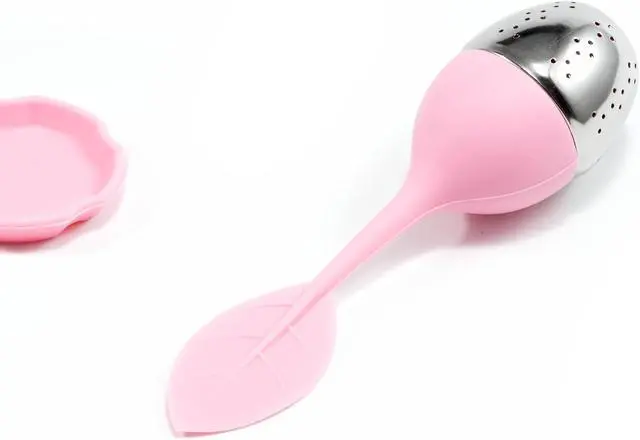 Alt view image 3 of 5 - 1pcs Silicone Stainless Steel Tea Ball 1.5 Inch Tea Infuser Strainers Tea Strainer Filters Tea Interval Diffuser for Tea (pink)