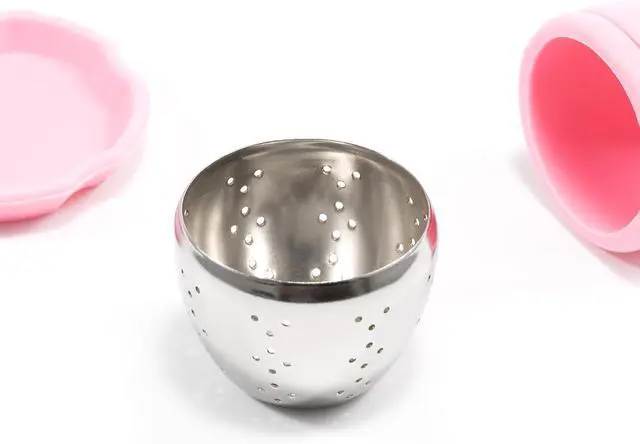 Alt view image 5 of 5 - 1pcs Silicone Stainless Steel Tea Ball 1.5 Inch Tea Infuser Strainers Tea Strainer Filters Tea Interval Diffuser for Tea (pink)