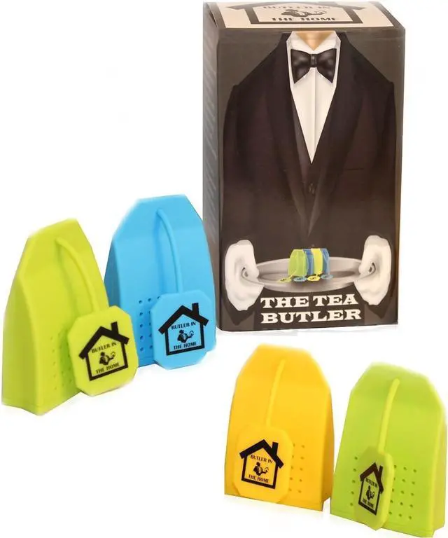 Main image of Tea Infuser 4 Pack Butler in the Home® Silicone Tea Bag Water Infusers Strainer Loose Herbal Tea Leaf Filter in Blue Green and Yellow