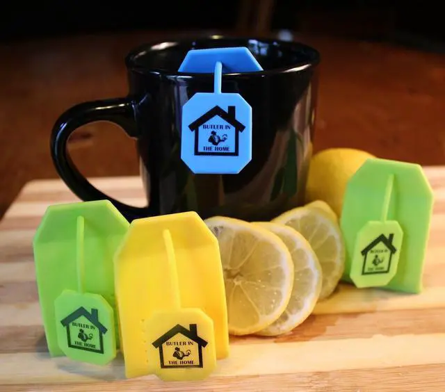 Alt view image 4 of 7 - Tea Infuser 4 Pack Butler in the Home® Silicone Tea Bag Water Infusers Strainer Loose Herbal Tea Leaf Filter in Blue Green and Yellow
