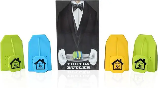 Alt view image 7 of 7 - Tea Infuser 4 Pack Butler in the Home® Silicone Tea Bag Water Infusers Strainer Loose Herbal Tea Leaf Filter in Blue Green and Yellow