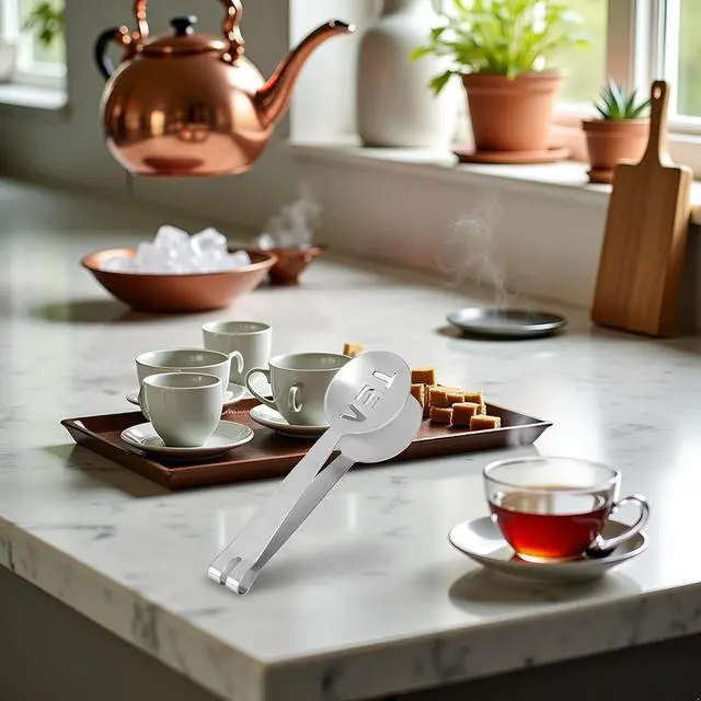 Alt view image 4 of 7 - 1Pc Silver Tea Bag Squeezer,Stainless Steel Oval Tea Bag Squeezer Tongs,Tea Filter Clamp Tea Strainer Holder Clip,Suitable for Gripping Ice Cube,Sugar(12.3cm) Small in Size,Tea Filters