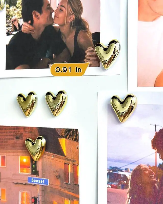 Alt view image 3 of 6 - 18 Pcs Cute Heart Decorative MagnetsGold Fridge MagnetsHome Kitchen Magnets Set Decorative for Office Whiteboards (18 Pcs - Gold)