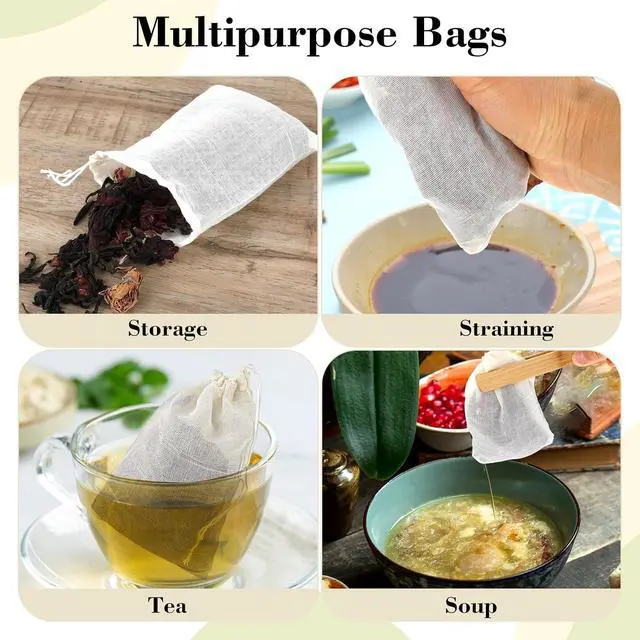 Alt view image 5 of 7 - 10 Spice Bags for Cooking, Cheese Cloth Bags with Drawstring for Straining Loose Tea (4 x 6 Inch)
