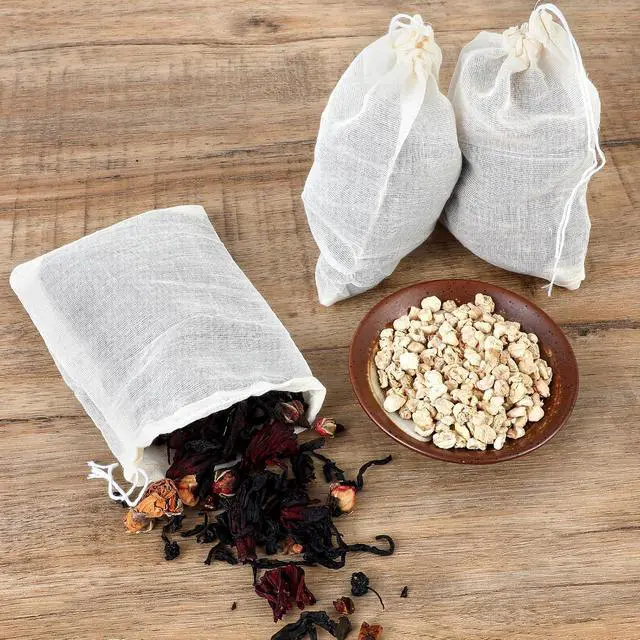 Alt view image 6 of 7 - 10 Spice Bags for Cooking, Cheese Cloth Bags with Drawstring for Straining Loose Tea (4 x 6 Inch)
