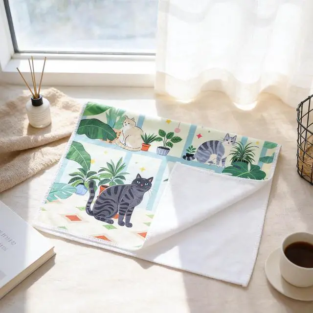 Alt view image 7 of 7 - 2 Pack Plant Cat Kitchen Towels, Cute Microfiber Hand Towels | Hanging Loop, For Women Girls, 16×24 Inch, Reusable Dish Tea Towel, Home Kitchen Bathroom Decor Dishcloths