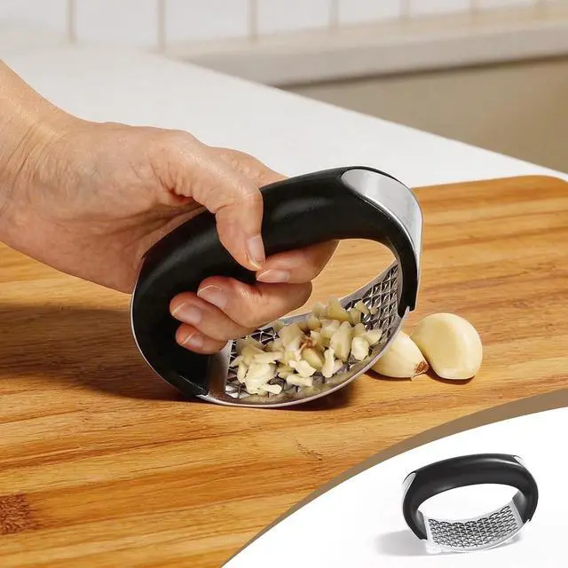 Alt view image 3 of 7 - Garlic Press Rocker, Stainless Steel with Triangular Holes | Effortless Squeeze for Weak Hands,Easy to Clean,Medium Size for Daily Home Cooking