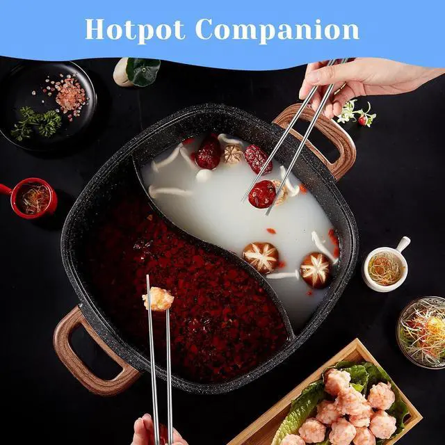 Alt view image 6 of 7 - 2 Pairs Stainless Steel Chopsticks with Non Slip Threaded, 15.3 Inch Extra Long Cooking Chopsticks Reusable for Hot Pot, Noodle, Cooking, Frying (Silver)