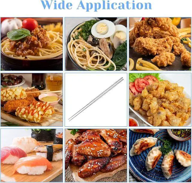 Alt view image 7 of 7 - 2 Pairs Stainless Steel Chopsticks with Non Slip Threaded, 15.3 Inch Extra Long Cooking Chopsticks Reusable for Hot Pot, Noodle, Cooking, Frying (Silver)
