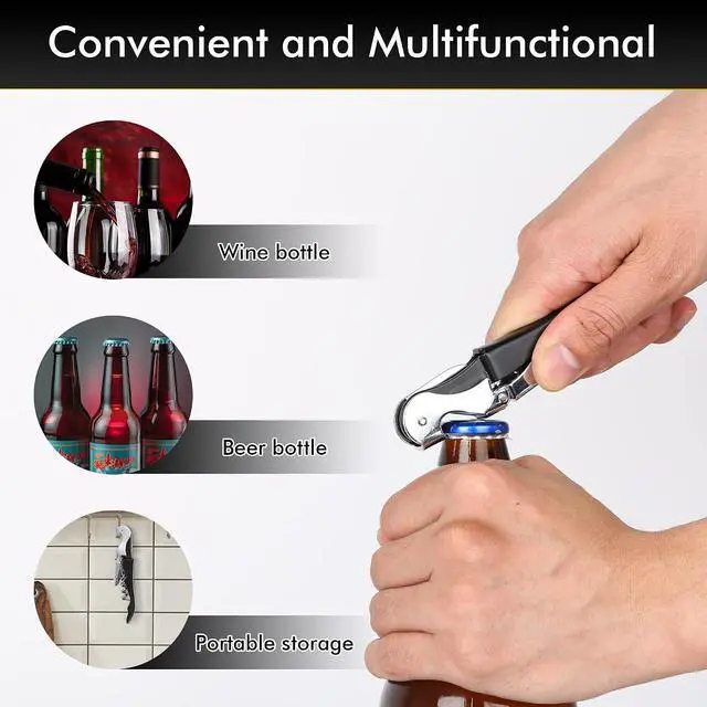 Alt view image 6 of 7 - Professional Waiter Corkscrew Wine Openers Set(2PCS), Heavy Duty Stainless Steel Hinges Wine Key for Restaurant Waiters, Sommelier, Bartenders