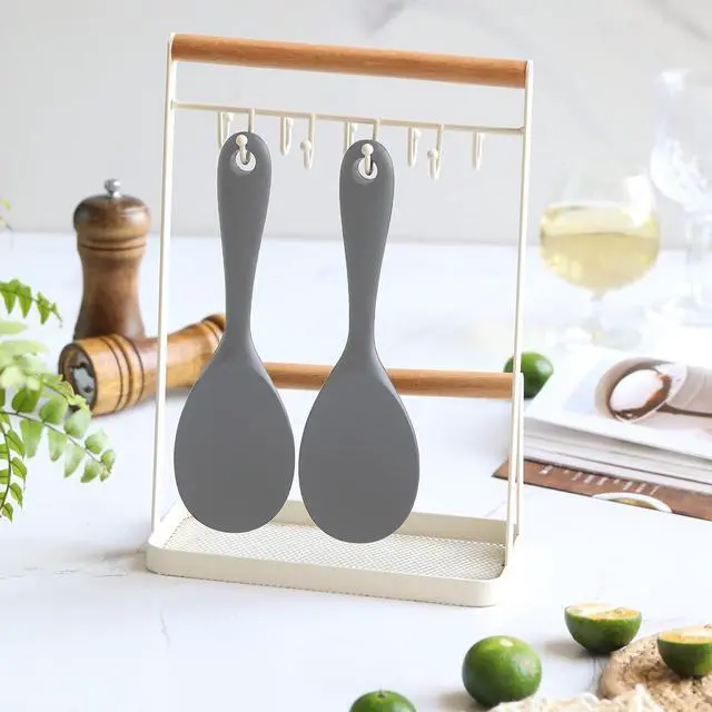 Alt view image 3 of 7 - Dioycli 2 Pcs Rice Spoon Paddle Non-Stick Serving Spoon for Cookers, Grey | Silicone Rice Paddle, BPA-Free & Food-Grade, Heat Resistant up to 446 °F, Kitchen Cooking Rice Scooper for Soup & Salads