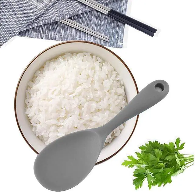 Alt view image 5 of 7 - Dioycli 2 Pcs Rice Spoon Paddle Non-Stick Serving Spoon for Cookers, Grey | Silicone Rice Paddle, BPA-Free & Food-Grade, Heat Resistant up to 446 °F, Kitchen Cooking Rice Scooper for Soup & Salads