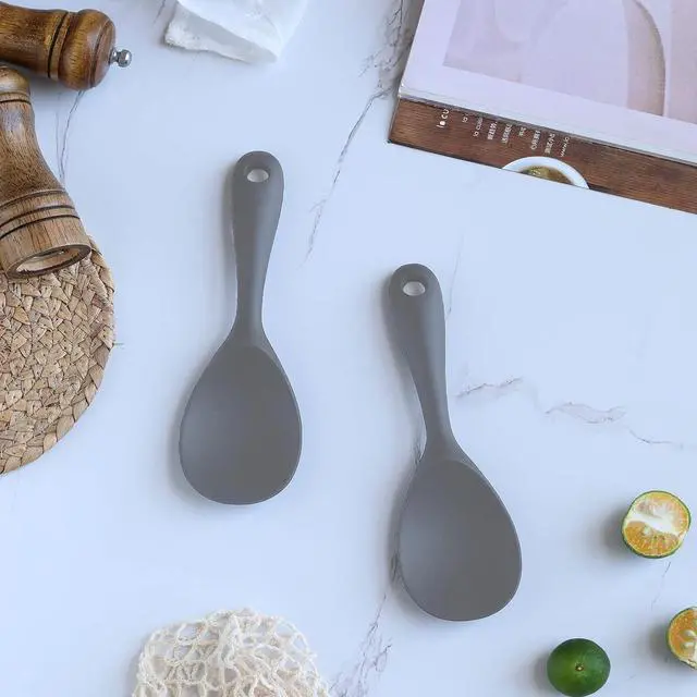 Alt view image 6 of 7 - Dioycli 2 Pcs Rice Spoon Paddle Non-Stick Serving Spoon for Cookers, Grey | Silicone Rice Paddle, BPA-Free & Food-Grade, Heat Resistant up to 446 °F, Kitchen Cooking Rice Scooper for Soup & Salads