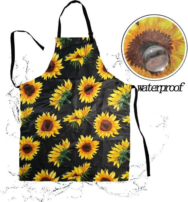 Alt view image 5 of 6 - Adjustable Waterproof Apron Bib Apron with 2 Pockets Cooking Kitchen Aprons for Women Men Chef