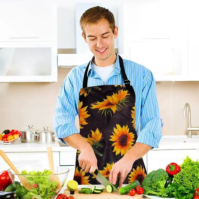 Alt view image 3 of 6 - Adjustable Waterproof Apron Bib Apron with 2 Pockets Cooking Kitchen Aprons for Women Men Chef