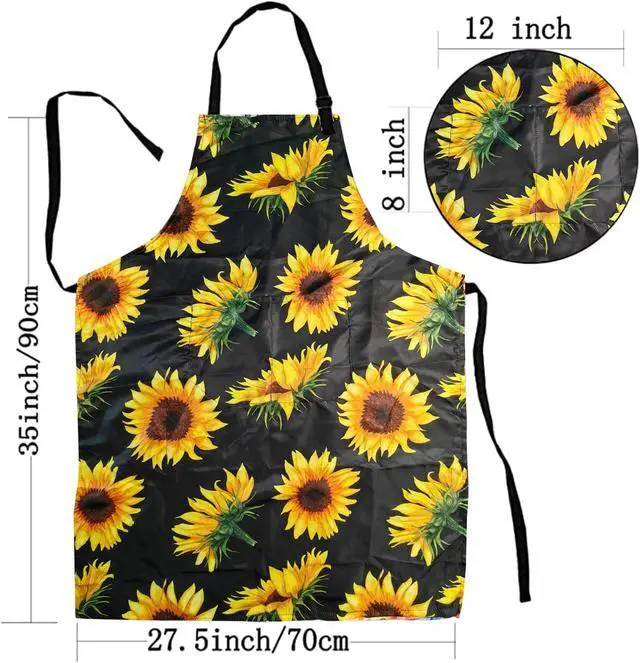 Alt view image 6 of 6 - Adjustable Waterproof Apron Bib Apron with 2 Pockets Cooking Kitchen Aprons for Women Men Chef