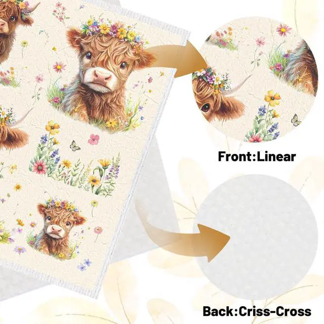 Alt view image 4 of 6 - Highland Cow Swedish Dishcloths 6 PCS Reusable Kitchen Towel | 6PCS Floral Highland Cow Swedish Dish Cloths Gift Set, Reusable Washable Absorbent Dish Towel 7.8x7 Inches, Home Cleaning