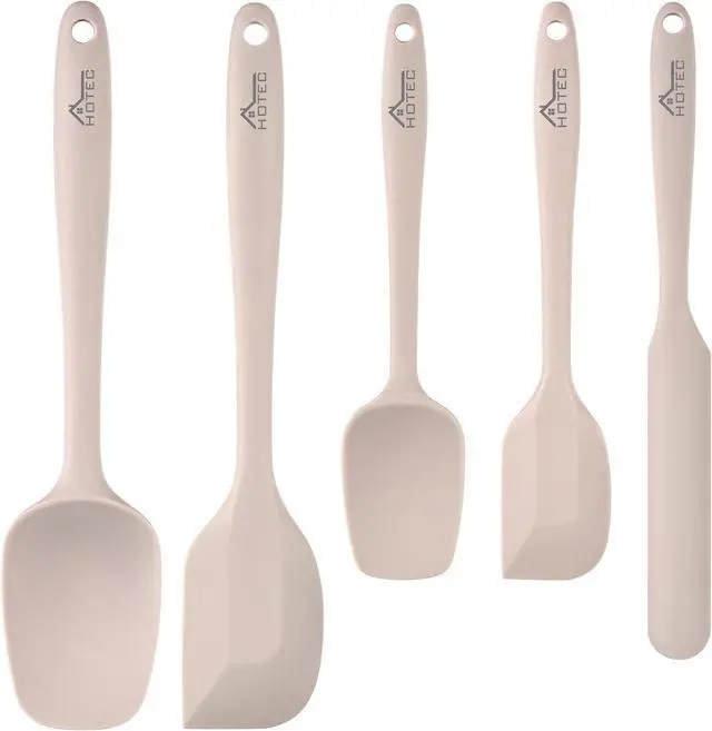 Main image of HOTEC 600 Heat Resistant BPA-Free Silicone Rubber Spatula Set,Kitchen Cooking Spatulas, Baking, Mixing for Non Stick Cookware, Dishwasher Safe, Set of 5, Khaki