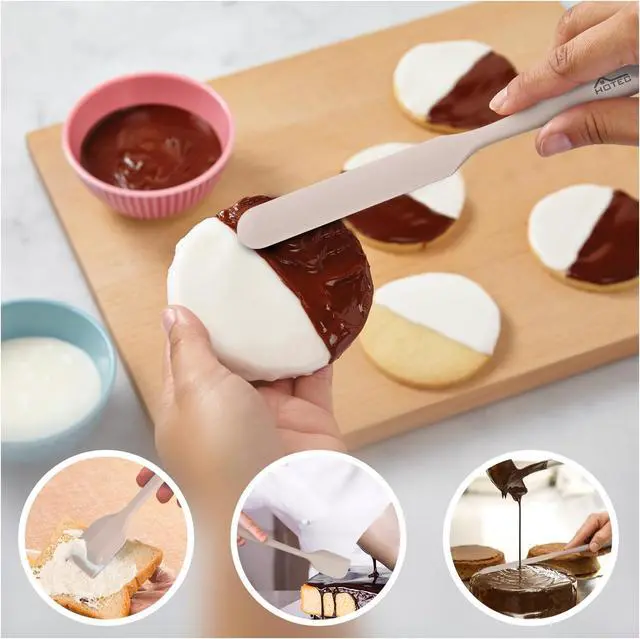 Alt view image 4 of 7 - HOTEC 600 Heat Resistant BPA-Free Silicone Rubber Spatula Set,Kitchen Cooking Spatulas, Baking, Mixing for Non Stick Cookware, Dishwasher Safe, Set of 5, Khaki