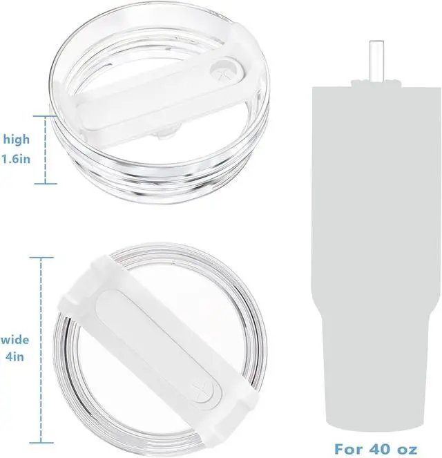 Alt view image 4 of 7 - 2pcs Tumbler Lid for Stanley 40oz Cup,Replacement 40 oz Tumbler Lid,2Pcs Extra Long Reusable Straws and 1Pcs Cleaning Brush (White)