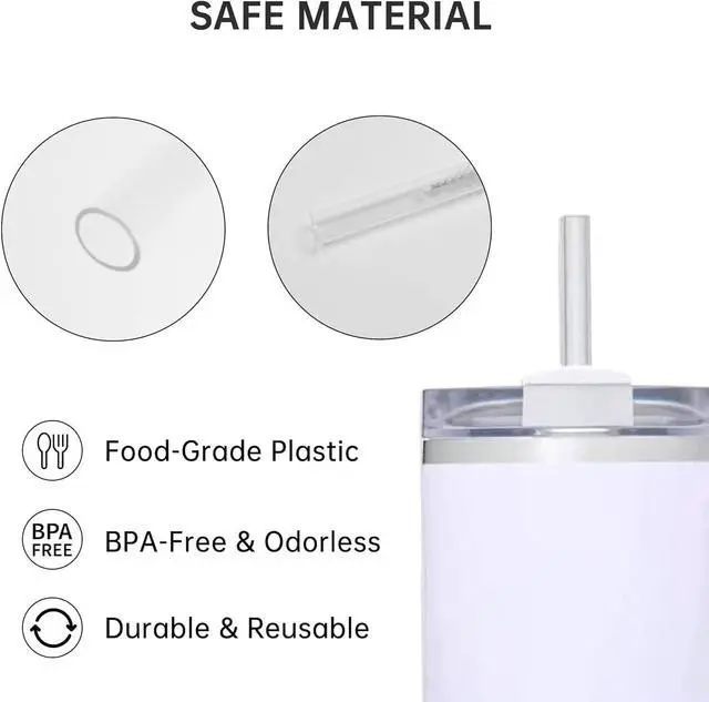 Alt view image 5 of 7 - 2pcs Tumbler Lid for Stanley 40oz Cup,Replacement 40 oz Tumbler Lid,2Pcs Extra Long Reusable Straws and 1Pcs Cleaning Brush (White)