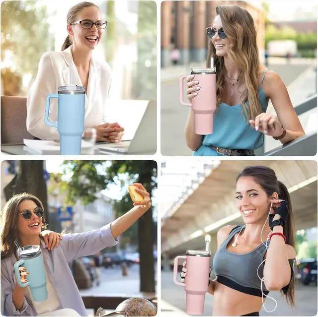 Alt view image 6 of 7 - 2pcs Tumbler Lid for Stanley 40oz Cup,Replacement 40 oz Tumbler Lid,2Pcs Extra Long Reusable Straws and 1Pcs Cleaning Brush (White)