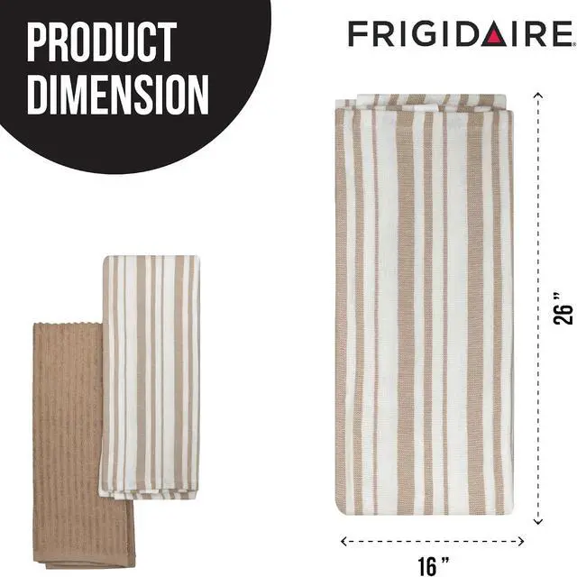 Alt view image 3 of 5 - Clair 2-Piece Cotton Kitchen Towel Set-Beige and Line Print