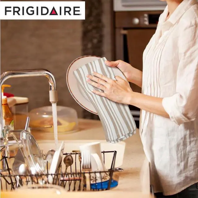 Alt view image 4 of 5 - Clair 2-Piece Cotton Kitchen Towel Set-Beige and Line Print