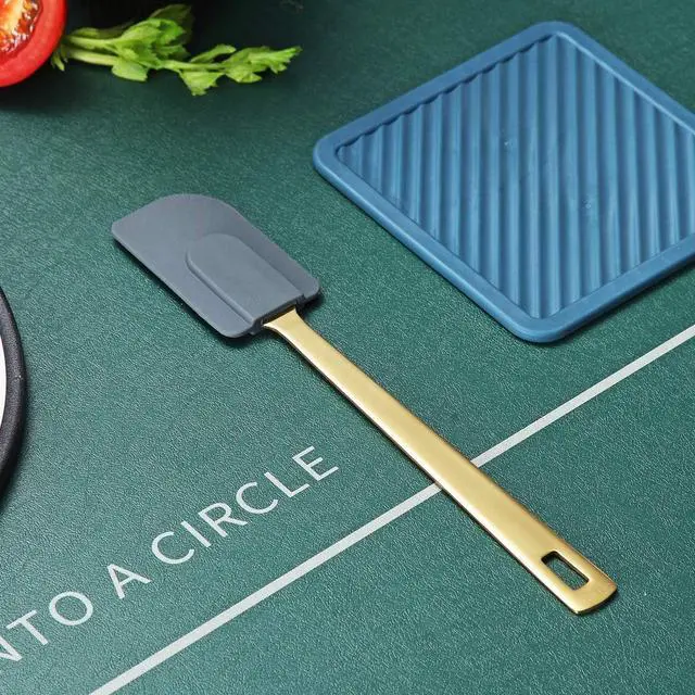 Alt view image 2 of 6 - Gold Silicone Spatulas, Berglander Flexible Scrapers Baking Mixing Tool With Titanium Gold Plating, Baking Tools, Heat Resistant, Dishwasher Safe, Easy to Clean