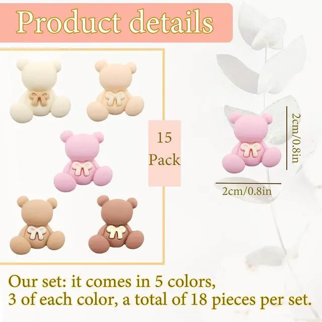 Alt view image 2 of 7 - YOJO 15Pcs Strong Fridge Magnets, Cute Bear Shaped Decorative Magnets, Colorful Refrigerator Magnets for Locker, Cabinet, White Board, Kitchen, Office, Classroom