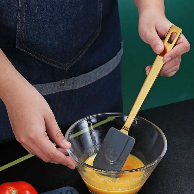 Alt view image 6 of 6 - Gold Silicone Spatulas, Berglander Flexible Scrapers Baking Mixing Tool With Titanium Gold Plating, Baking Tools, Heat Resistant, Dishwasher Safe, Easy to Clean