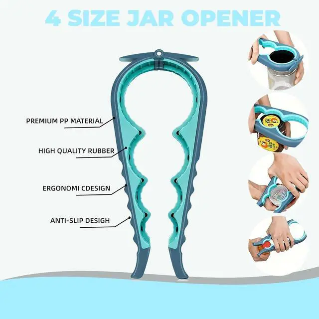 Alt view image 3 of 7 - Jar Opener 2 Pack, Easy Grip Bottle Opener for Weak Hands and Seniors, Multi-Function Lid Remover for Arthritis, Practical Jar Gripper and Can Lid Opener for Kitchen Use