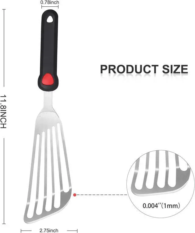 Alt view image 2 of 6 - KSENDALO Thin Flexible & Sturdy Fish Spatula Stainless Steel for Kitchen Cooking Use Fish Spatula Egg Flipper Bbq Flipper Stainless Steel Blade Silicone Handle Heat Resistant Dishwasher Safe-Silver