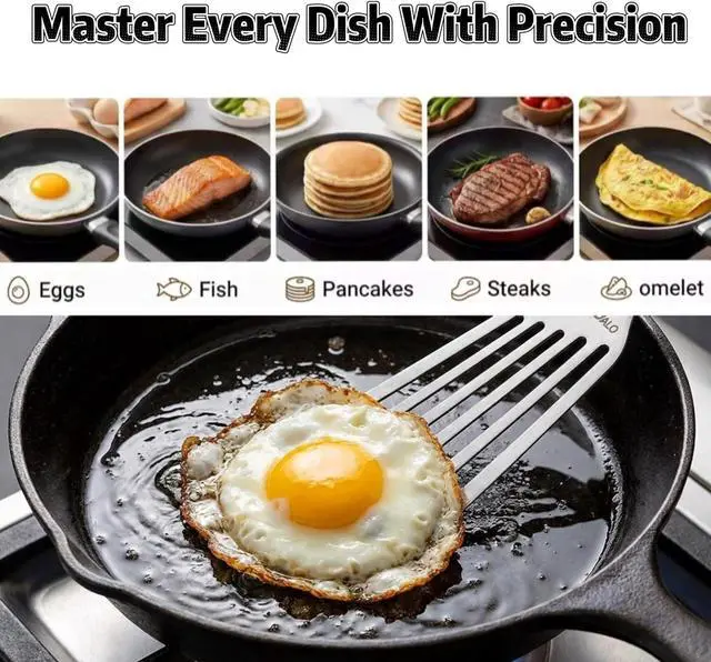 Alt view image 5 of 6 - KSENDALO Thin Flexible & Sturdy Fish Spatula Stainless Steel for Kitchen Cooking Use Fish Spatula Egg Flipper Bbq Flipper Stainless Steel Blade Silicone Handle Heat Resistant Dishwasher Safe-Silver