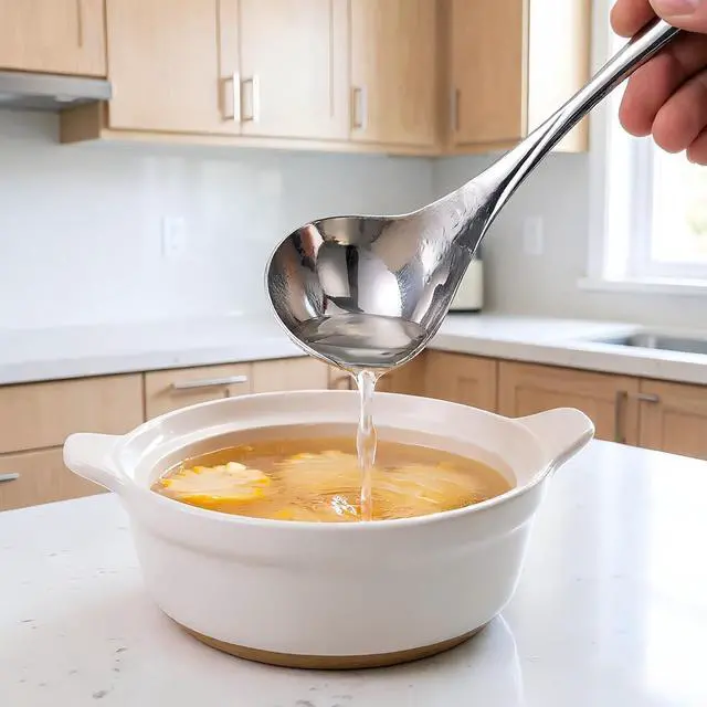Alt view image 4 of 7 - Small Ladle Spoon for Gravy, 8" 304 Stainless Steel Ladle with Hollow Handle,1-Pack