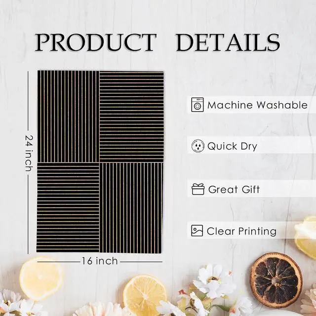 Alt view image 7 of 7 - Black Gold Boho Line Abstract Kitchen Towels, Mid Century Modern Dish Towels, Black and Gold Minimalist Decorative Hand Tea Towel for Bathroom Kitchen, 16x24 Inches