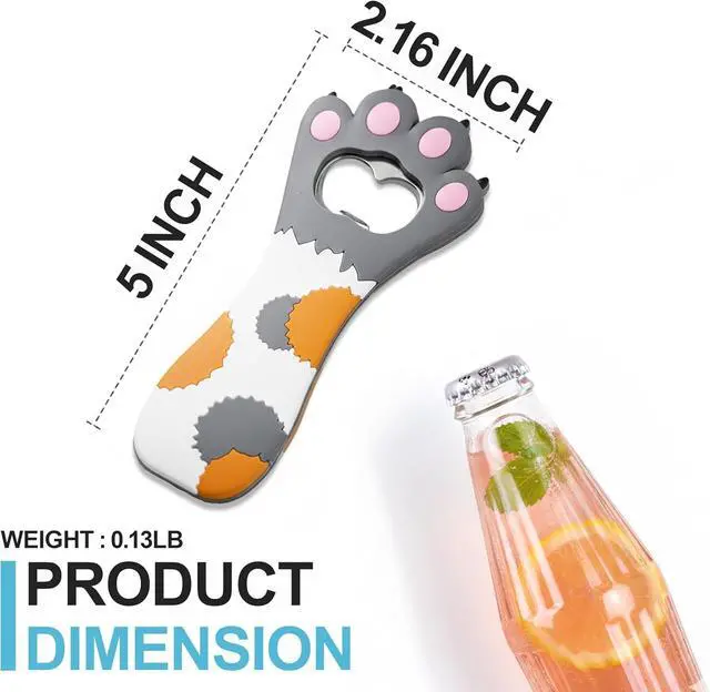Main image of Cute Cat Paw Bottle Opener Magnet,Refrigerator Magnet Silicone Metal Bottle Opener for Beer Coke Bartender Kitchen Barware Metal Novelty Cute Fun Shape,Unique Birthday Beer Gifts Ideas (Gray)
