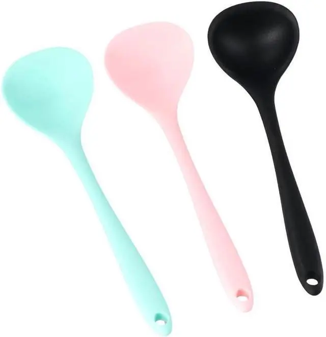 Main image of 3 Pcs Silicone Ladles Soup Spoons, Kitchen Cooking Utensils Serving Spoon for Soup, Gravy, Salad Dressing and Pancake Batter