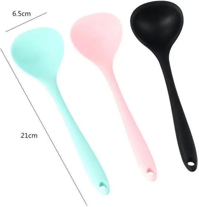 Alt view image 2 of 5 - 3 Pcs Silicone Ladles Soup Spoons, Kitchen Cooking Utensils Serving Spoon for Soup, Gravy, Salad Dressing and Pancake Batter